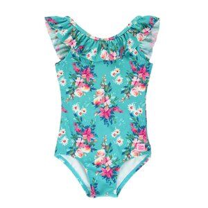 Ruffle Butts Girl's Fancy Me Floral Ruffle One-Piece Swimsuit